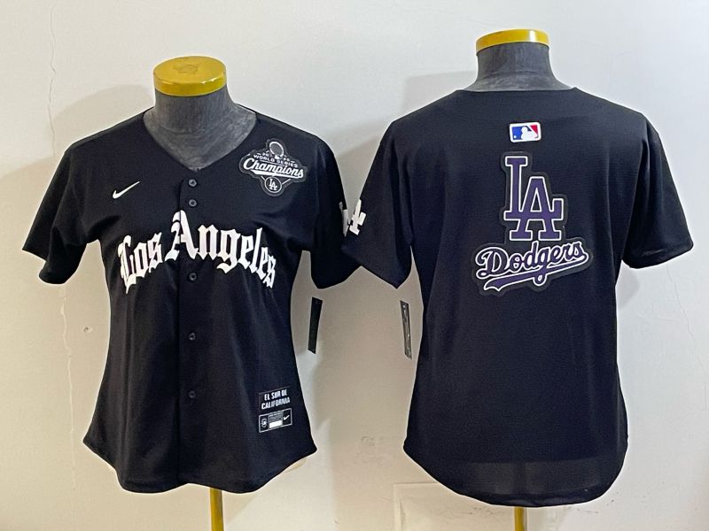 Women 2026 Los Angeles Dodgers Blank Black Game Nike MLB Jersey style 0026->women mlb jersey->Women Jersey